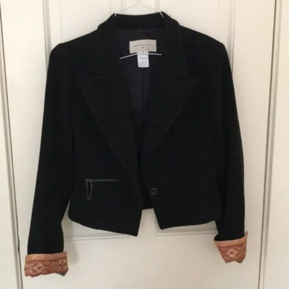 New Barbara Bui 100% wool military embroidered blazer cropped relaxed fit jacket
